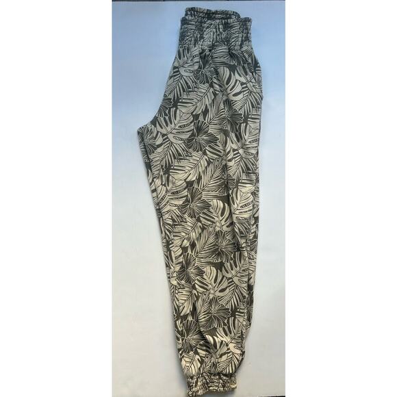 Pact Women's Small Beige Black Palm Print Organic Cotton Pull On Jogger Pants S - Picture 5 of 11
